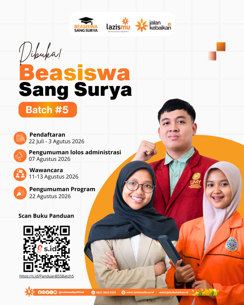 LAZISMU DIY Resmi Buka Pendaftaran Beasiswa Sang Surya Batch #5, Hadirkan Tiga Jalur Beasiswa bagi Mahasiswa DIY